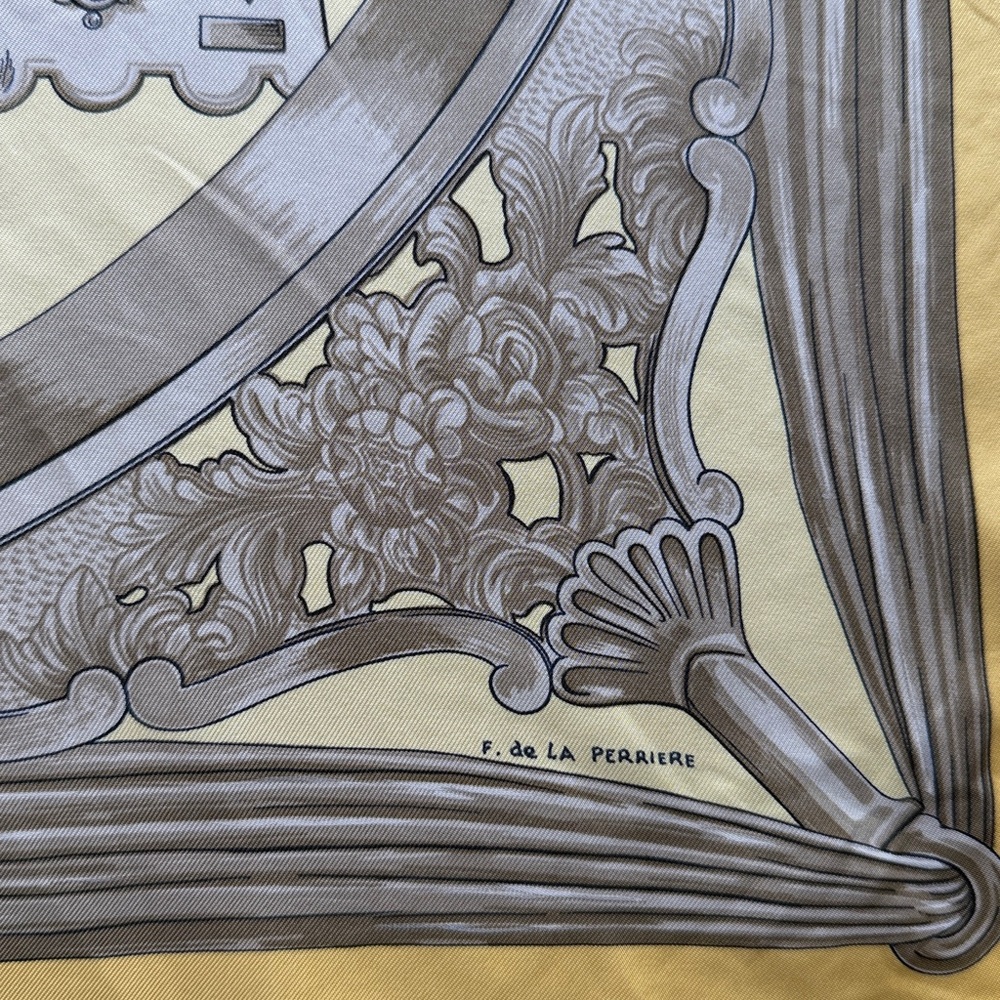 Hermes Yellow and Gray Etriers Silk Scarf - Picture 3 of 8